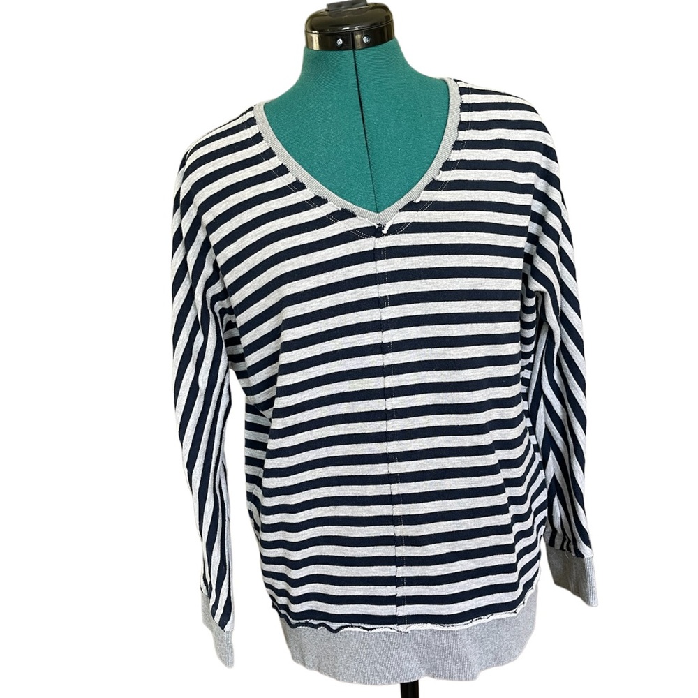 Sperry pullover sweatshirt v-neck blue/grey stripe